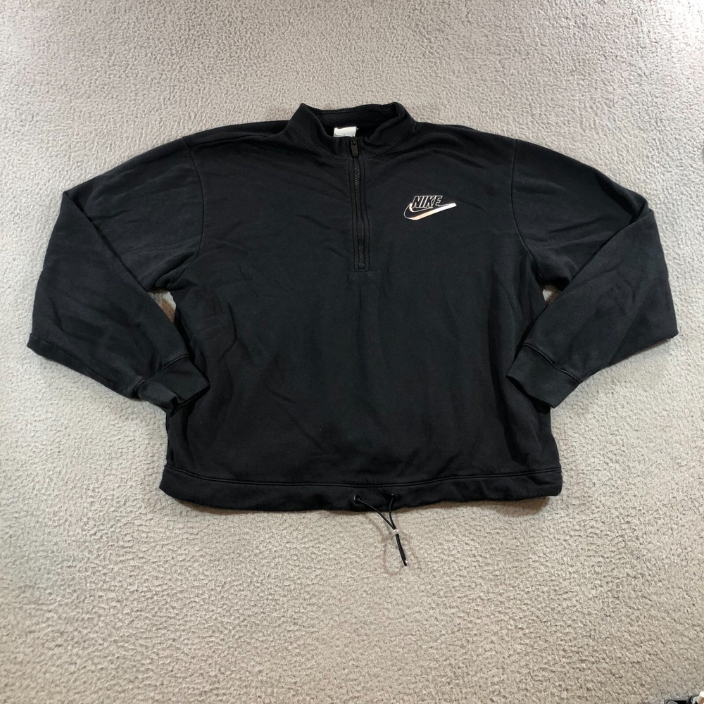 nike pullover 1/4 zip fleece sweater mens L black